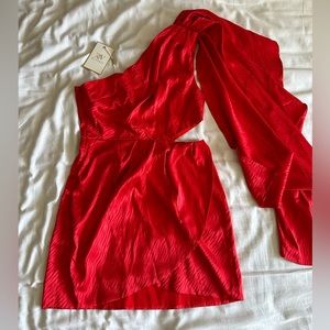 Runaway The Label Red One Shoulder Mini Dress